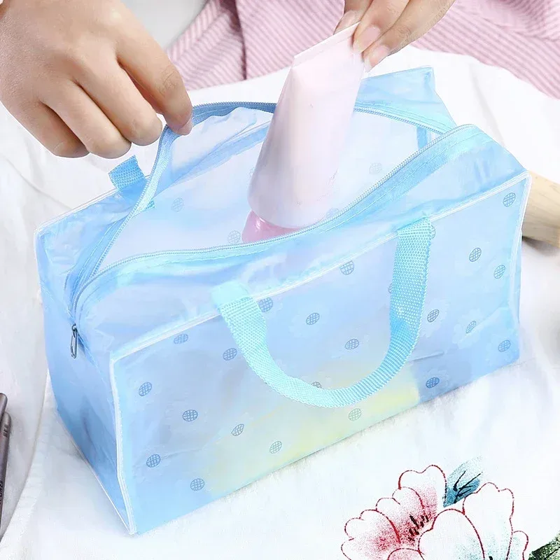 sac à cosmétiques transparent en pvc floral, trousse de maquillage transparente pour femmes et filles, trousse de beauté étanche à fermeture éclair, trousse de toilette de voyage, sac à main
