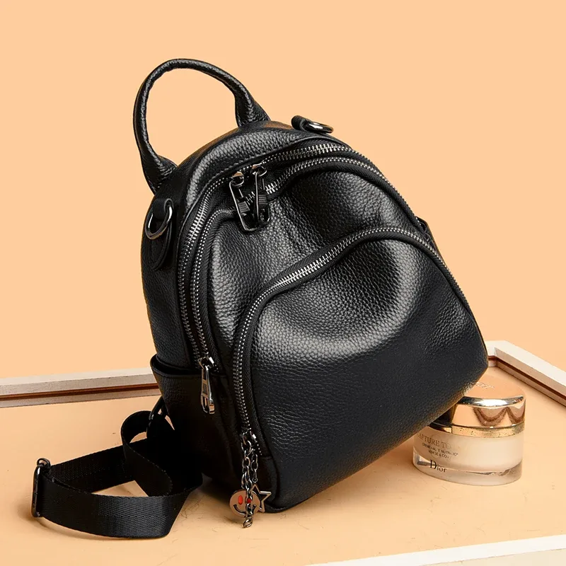sac à dos en cuir véritable de haute qualité pour femmes, sac à dos de voyage de luxe pour dames, sac à bandoulière pour filles, sac d'école en cuir de vache, mochila