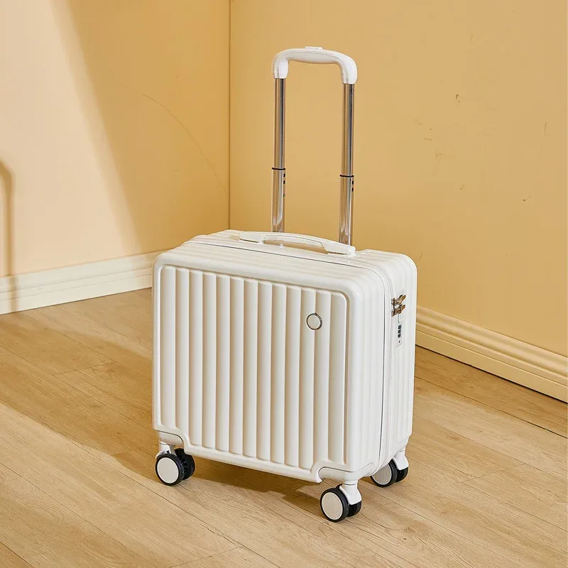 valise à main compacte de 18 pouces, roues spinner légères, sac de voyage en cuir à la mode, verrouillage par mot de passe, bagage à main