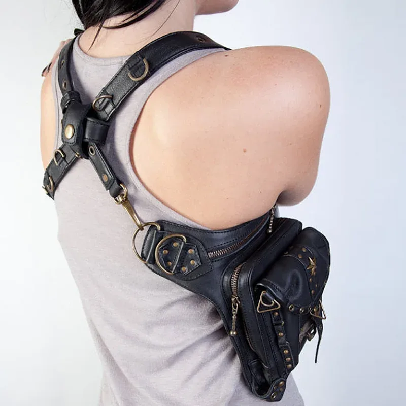 steampunk taille jambe sacs femmes hommes style victorien étui sac moto cuisse hanche ceinture packs messager sacs à bandoulière