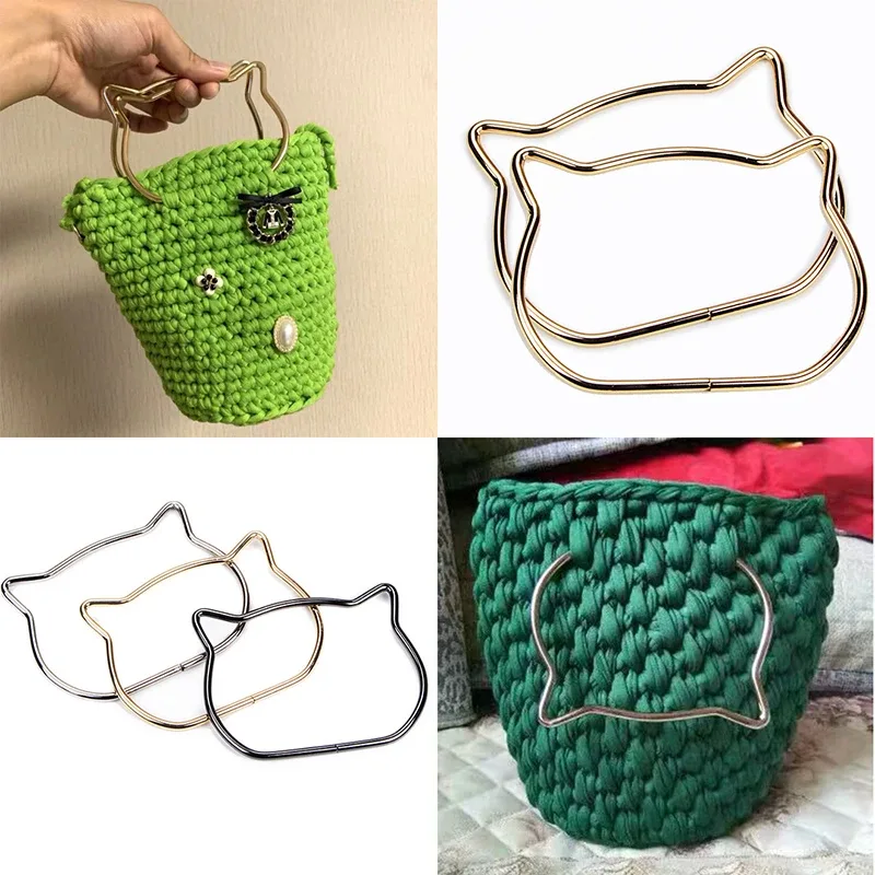 poignée de sac en métal avec oreilles de chat mignon, remplacement pour bricolage de sacs à bandoulière, fabrication de sacs à main