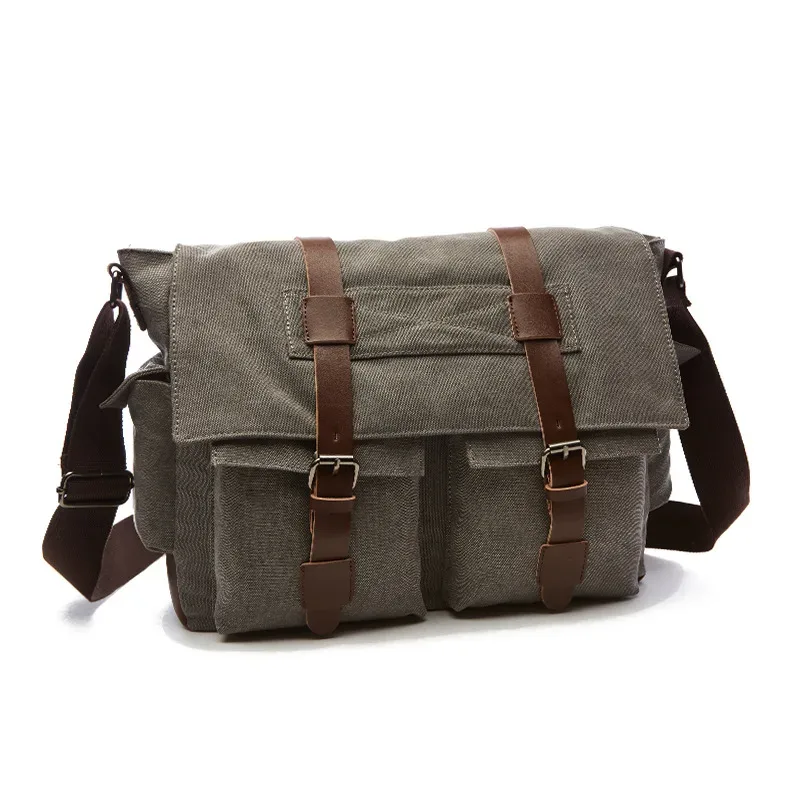 sacs messagers d'affaires pour hommes, sac à bandoulière en toile vintage, sac rétro décontracté pour le bureau et les voyages