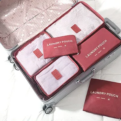 sacs de rangement de voyage, valise, emballage, étuis de rangement, bagages, vêtements, chaussures, sac en poudre bien rangé, grand ensemble de 6 pièces