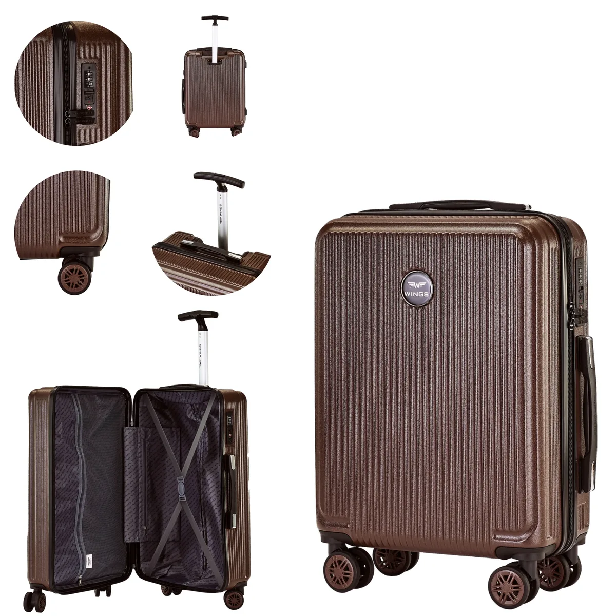valises au choix : s, m, l — 20'', 24'', 28'' ; valises cabine wings pour wizz air, ryanair et lot ; légères, spacieuses et durables, en polycarbonate à 100 % avec serrure tsa.