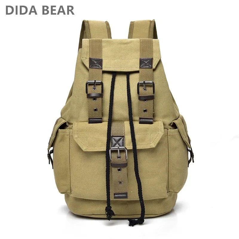 sac dos toile beige clair marron bandes horizontales verticales poche rabat bandoulière arquée préppy style jacquard