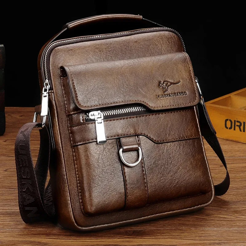 kangourou-sac à bandoulière en cuir pour homme, sac à main pour homme, sac à bandoulière messenger, cadeau pour mari, marque de luxe, côté initié