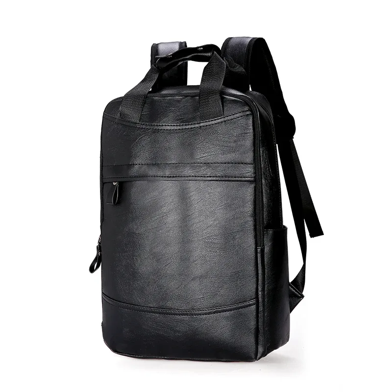 sac dos cuir pu noir marron hommes couverture souple grand ordinateur portable bandoulière arquée jacquard preppy