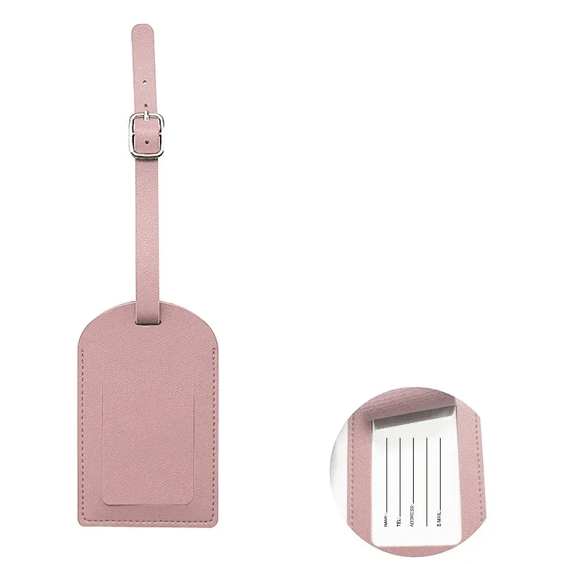 étiquette de bagage en cuir pu pour valise, idéale pour femmes et hommes, porte-nom et adresse, accessoire d'identification de bagage