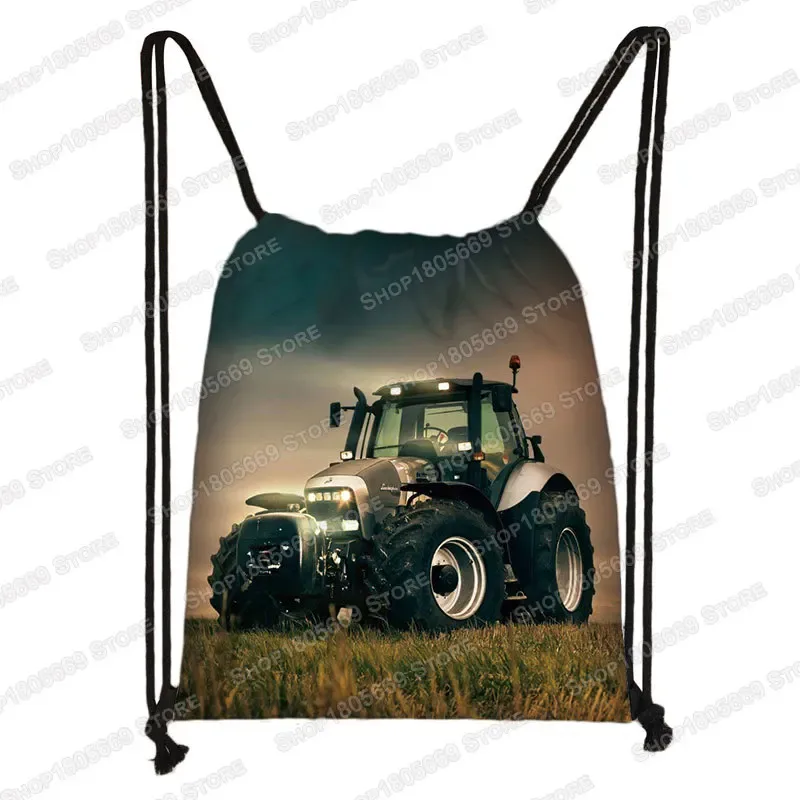 sac à dos à imprimé tracteur pour enfant, sac à dos avec cordon de serrage pour garçon et fille