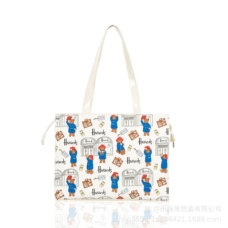 sac fourre-tout imperméable en pvc à imprimé cartoon pour femmes, sac à main décontracté et portable, sac pour le shopping, les trajets quotidiens et l'utilisation quotidienne en extérieur. ﻿