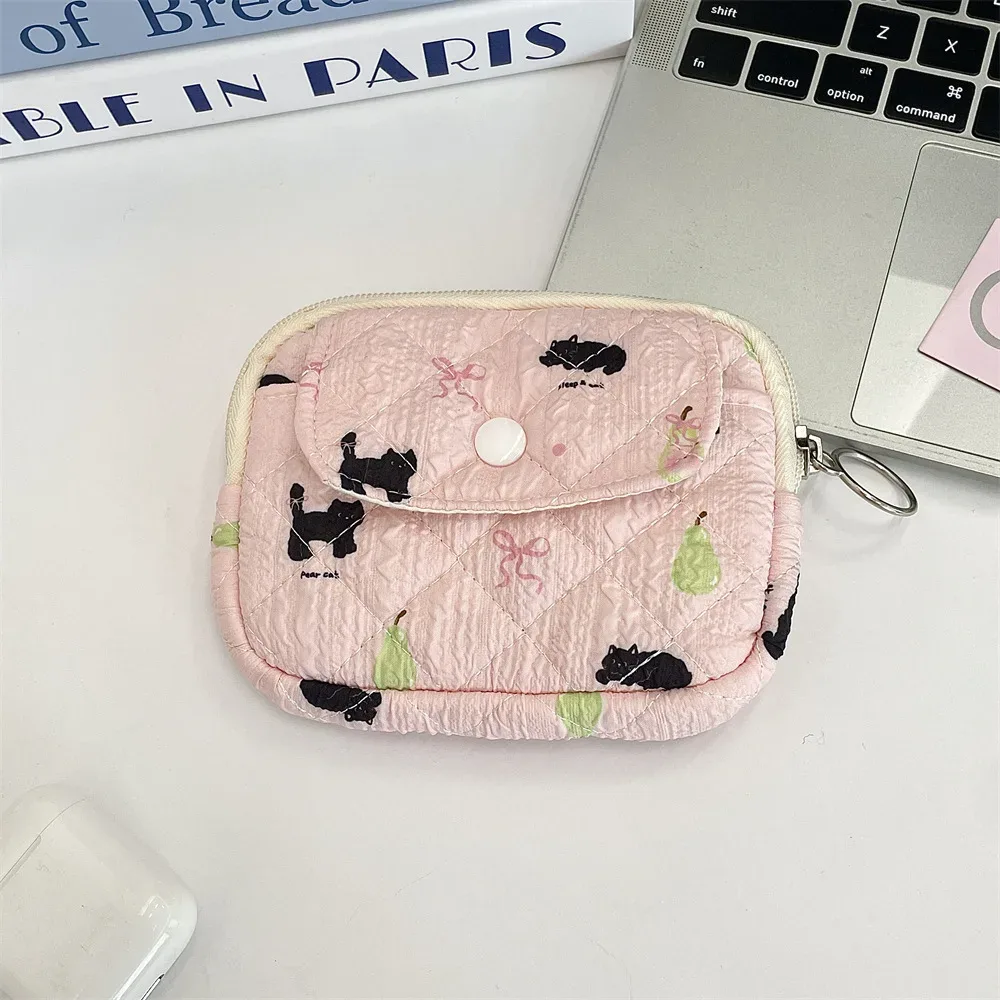 trousse cosmétique tissu coton motifs dessins animaux poche avant zippée format petite boîte usage voyage femmes