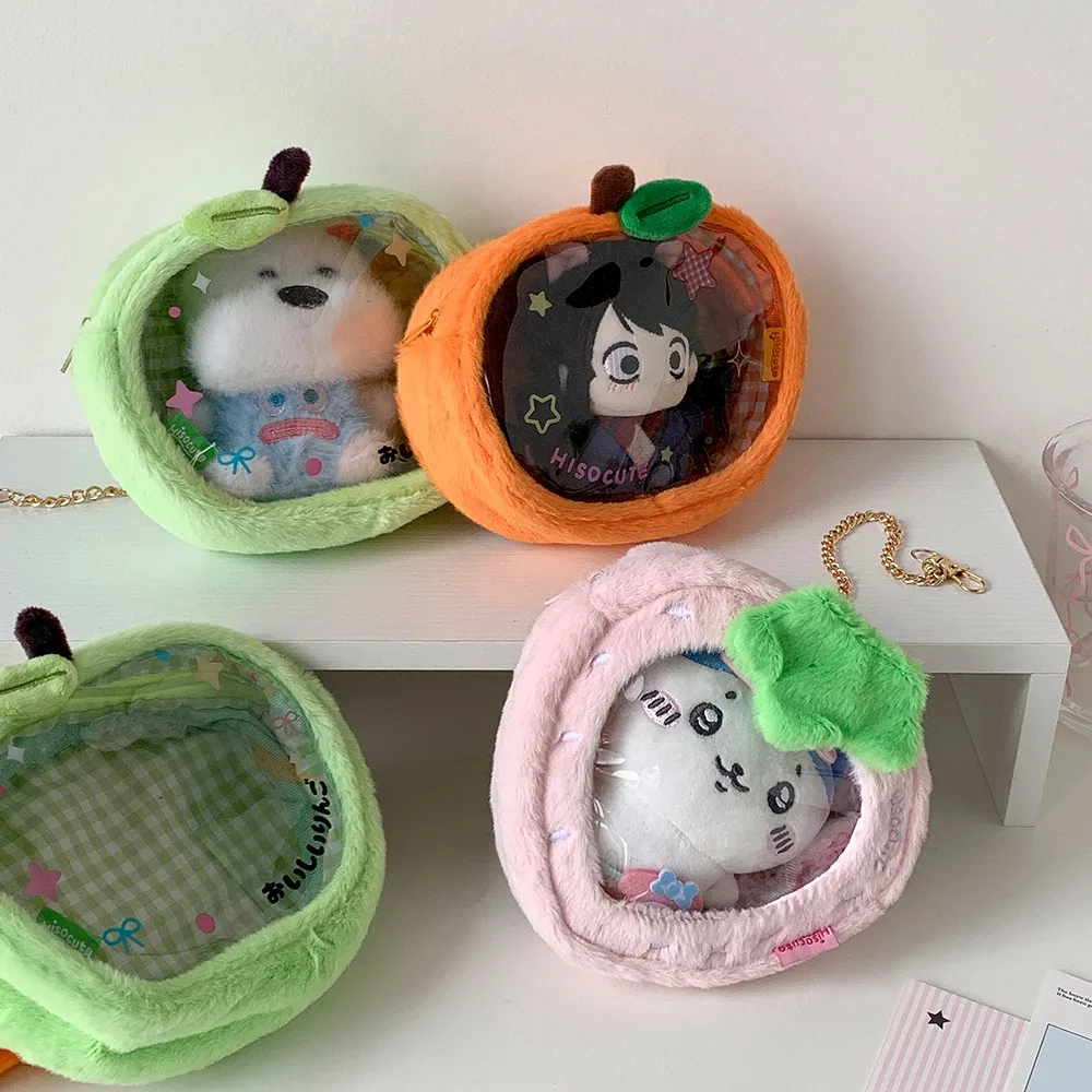 ins pvc poupée coréenne fruits rouges sac pendentif accessoires mignon mode transparent sac de rangement étudiant sac à dos pendentif filles cadeaux