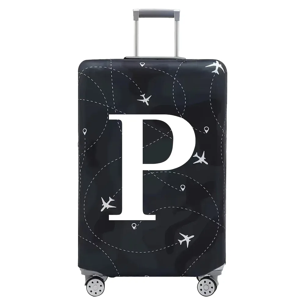 housse valise polyester motif trajectoires avions lettres noire blanc voyage protection valise taille variable