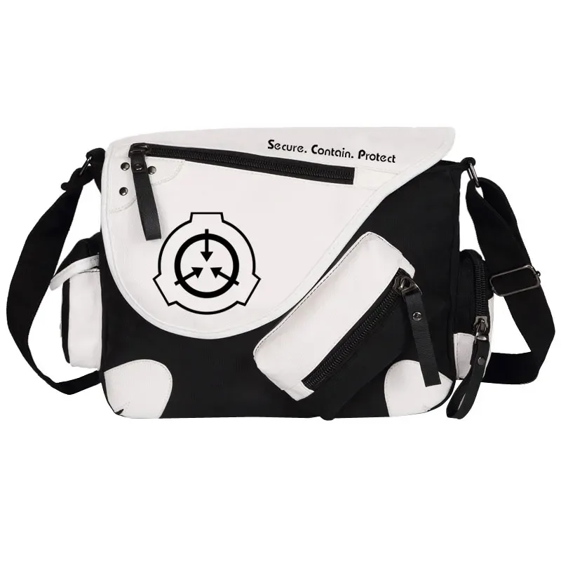 sac messager en cuir pu pour hommes et femmes, sac d'école scp, sacs initiés, procédures spéciales anime, cosplay