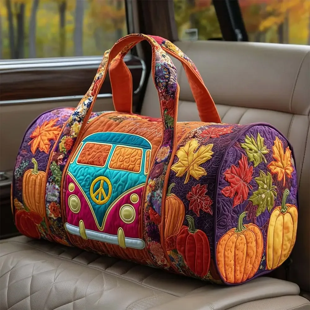 sac de voyage matelassé en coton de la série bus, design 3d, style bohème, sac de sport hippie, motif grenouille, sac de week-end, pour la gym et l'entraînement