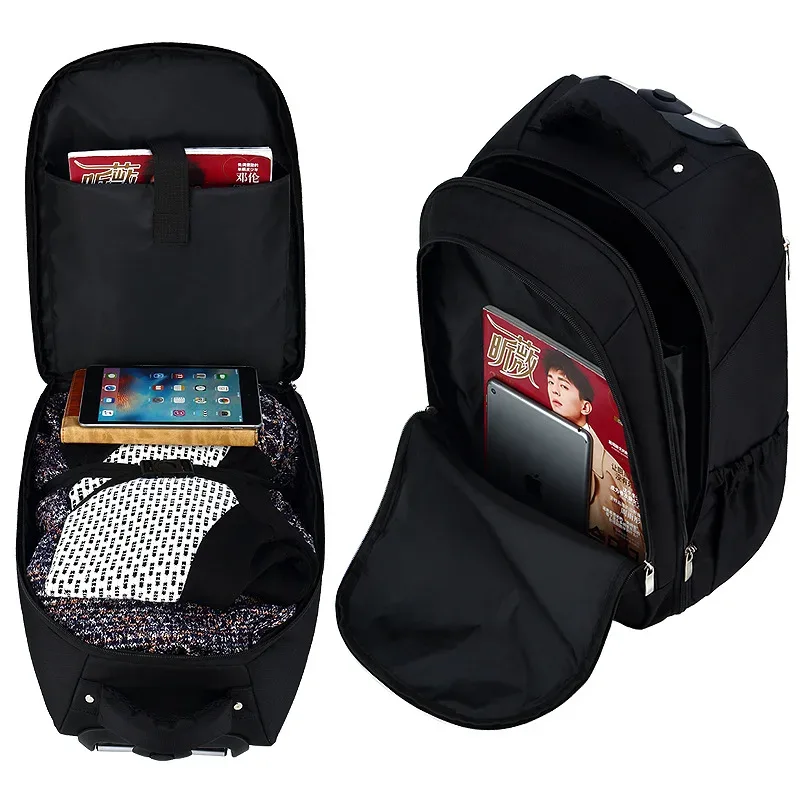 valise bagage roulettes oxford université noire compartiments ipad documents trolley sac dos rolling bagage