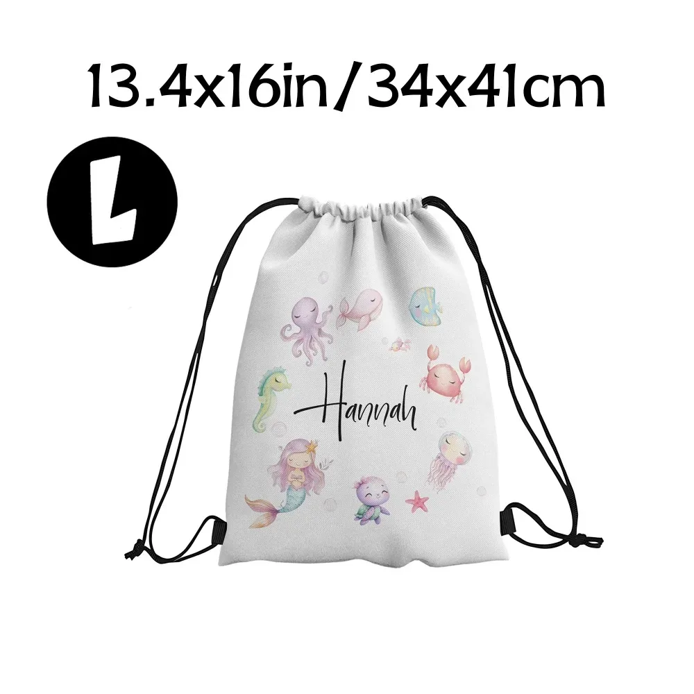 sac à cordon personnalisé avec nom/texte, avec motif de sirène, sac de sport léger, sac de voyage, sac de rangement pour salle de sport, 1 pièce