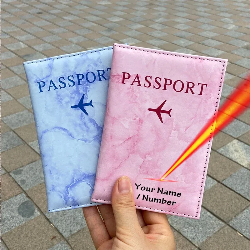 gravure laser personnaliser nom porte-passeport portefeuille de voyage étui à patten en marbre pour passeports couverture de passeport avec noms personnels