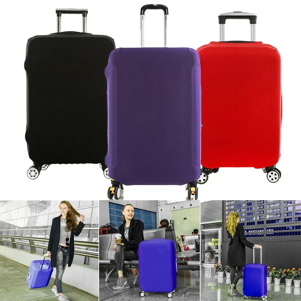 housse de protection pour valise avec empreintes de pieds colorées, couverture anti-poussière élastique plus épaisse pour valise à roulettes de 18 à 32 pouces, accessoires de voyage