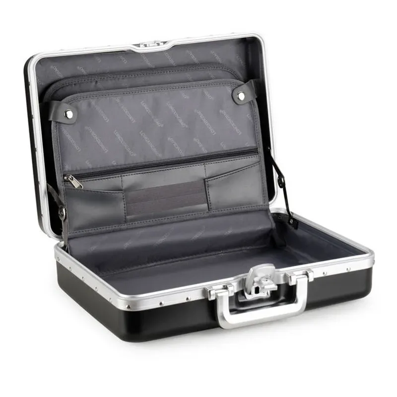 porte-documents antivol en aluminium pour hommes 16" - abs + pc hardshell business carry-on avec serrure à clé
