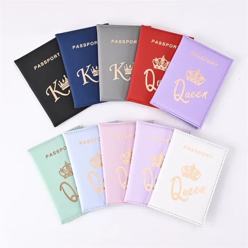 mode reine roi couverture de passeport pour femmes voyage passeport étui en cuir rose mignon passeport portefeuille sac à main fille porte-passeport