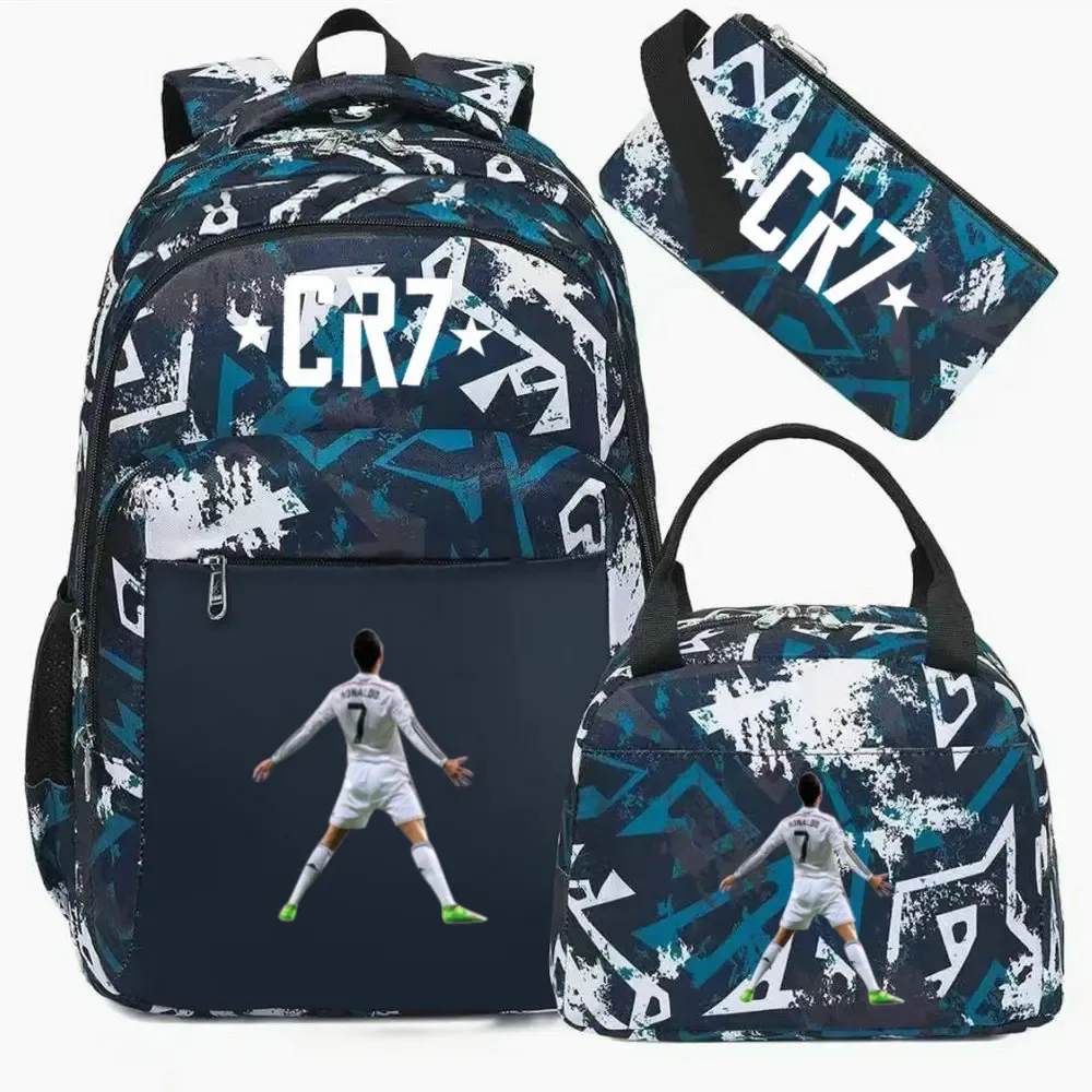sac à dos pour ordinateur portable cr7, pour femmes et hommes, sacs à dos décontractés pour le sport et le football, sac à dos oxford pour femmes, sac d'école pour hommes, sac de voyage, mochilas 3 pièces