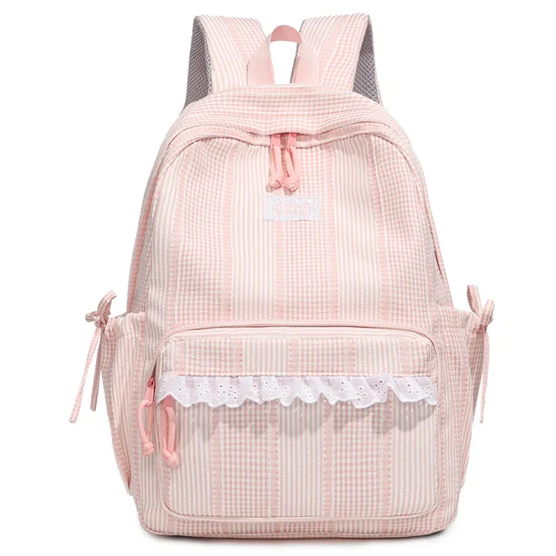 sac à dos personnalisé, sac à dos simple et décontracté à rayures, sac à dos pour étudiantes, sac à dos pour les trajets quotidiens et les voyages.