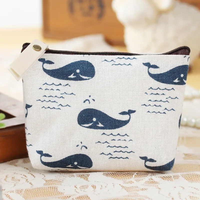 porte-monnaie à motif de fleurs, petit portefeuille en toile fraîche pour dames et filles, sac de rangement pour écouteurs, clé de monnaie, pochette à fermeture éclair