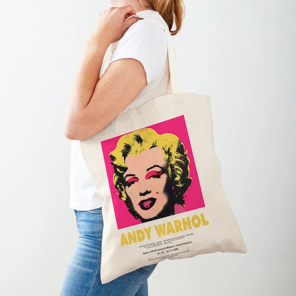 les deux côtés andy warhol vache banane coucher de soleil fleur pop femmes shopper sacs fourre-tout sac à main mode décontracté rétro dame sac à provisions