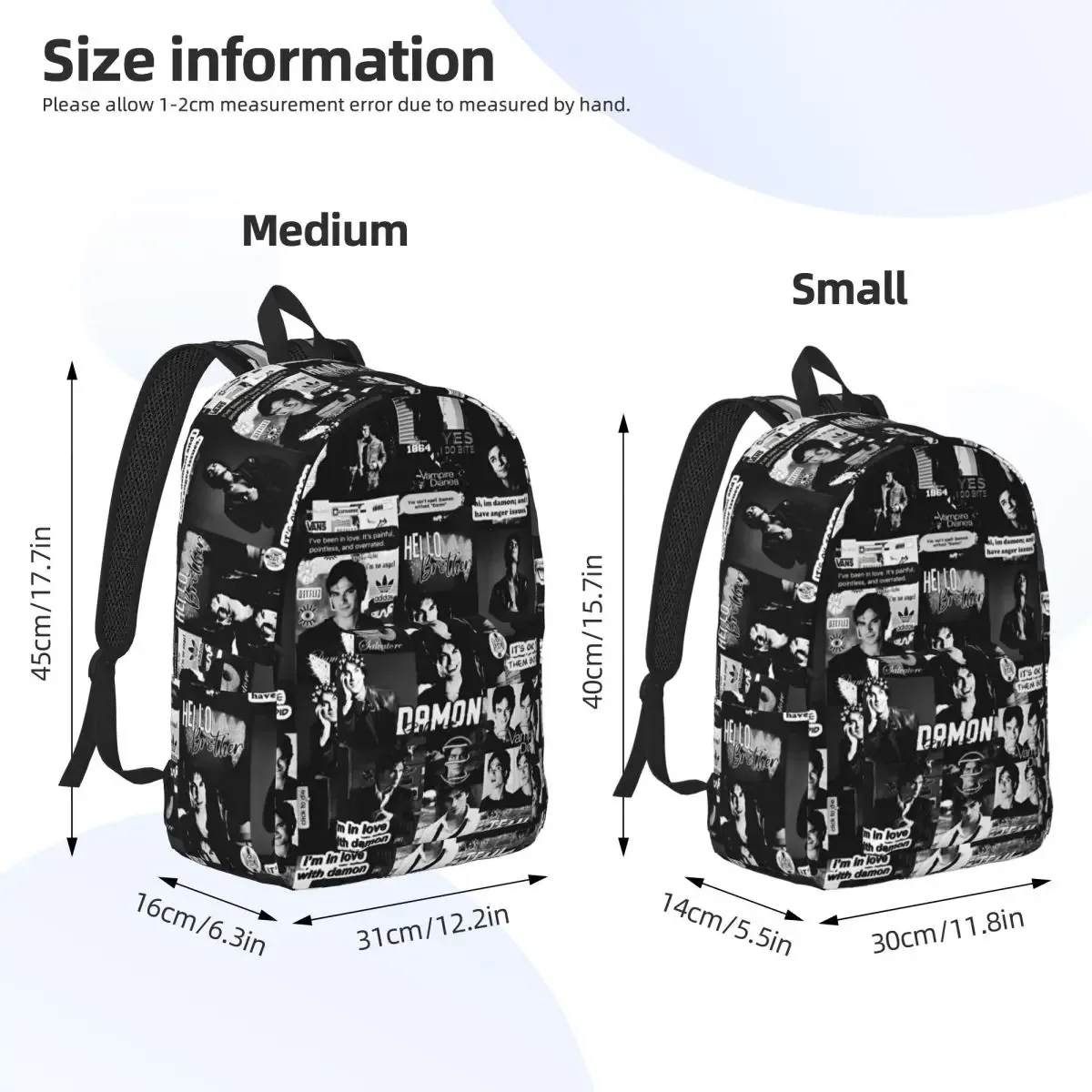 sac à dos en toile the vampire diaries pour hommes et femmes, sac à dos décontracté, série télévisée, extérieur, lycée, affaires, collège, damon salvatore