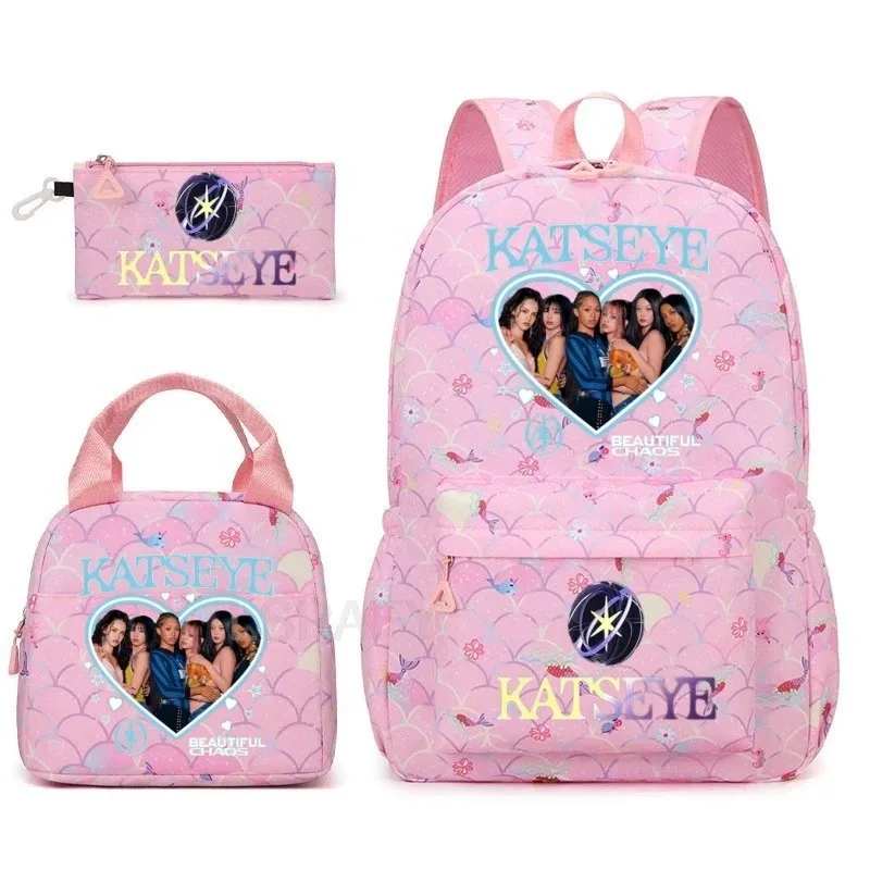 sac à dos tendance katseye amusant pour filles, enfants, étudiants, sac à dos double épaule, sac de voyage pour adolescents, sac à crayons, sac à déjeuner, sac à livres, cartable