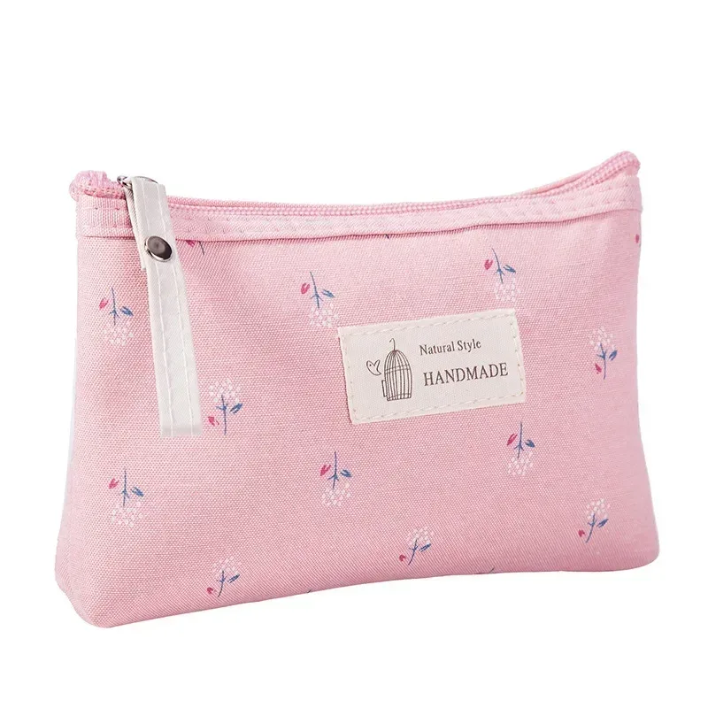sac à cosmétiques en toile souple imprimé à pois pour femmes, mignon, organisateur de produits de toilette, sacs de maquillage portables, étui de rangement de voyage