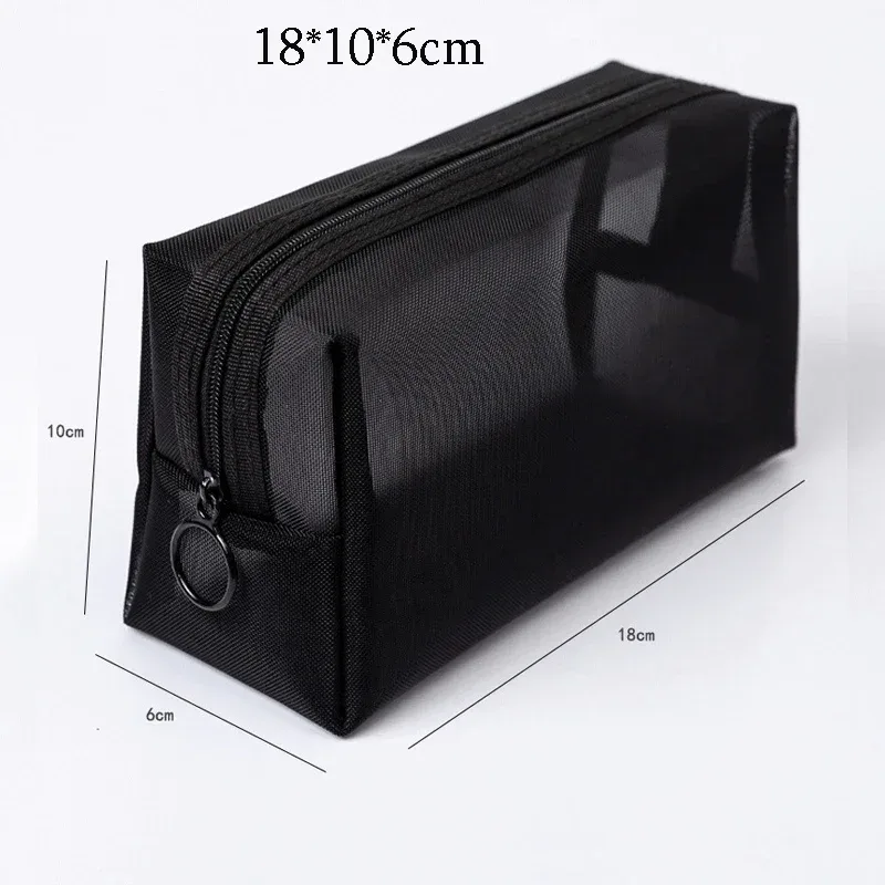 sac à cosmétiques transparent en maille portable, étui de maquillage pour femmes, organisateur de maquillage à fermeture éclair de voyage, sac de rangement de toilette et de beauté, pochette