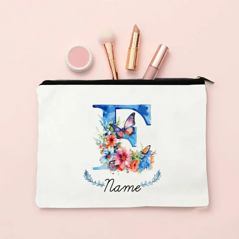 pochette de maquillage personnalisée avec initiale et nom pour femmes, sacs à cosmétiques a-z, trousse de toilette de voyage pour filles, cadeau de mariage ou d'anniversaire pour elle