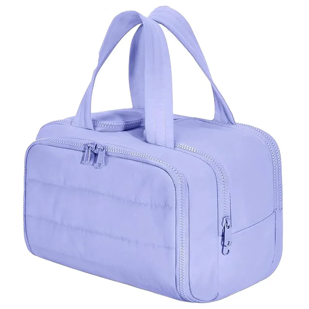 nouvelle trousse de maquillage de grande capacité, trousse de toilette portable, trousse à cosmétiques moelleuse à large ouverture, organisateur de voyage avec compartiments.