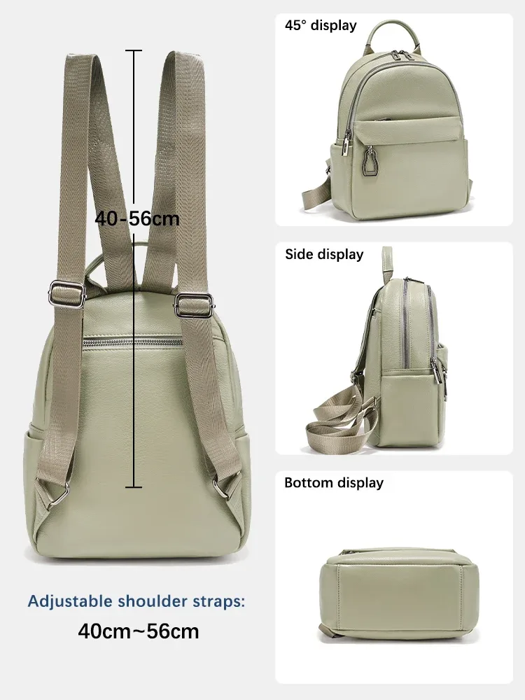 zency – sac à dos 100% cuir véritable pour femmes, cartable de haute qualité pour les déplacements, les voyages et l'école, sac à dos vert, nouveau