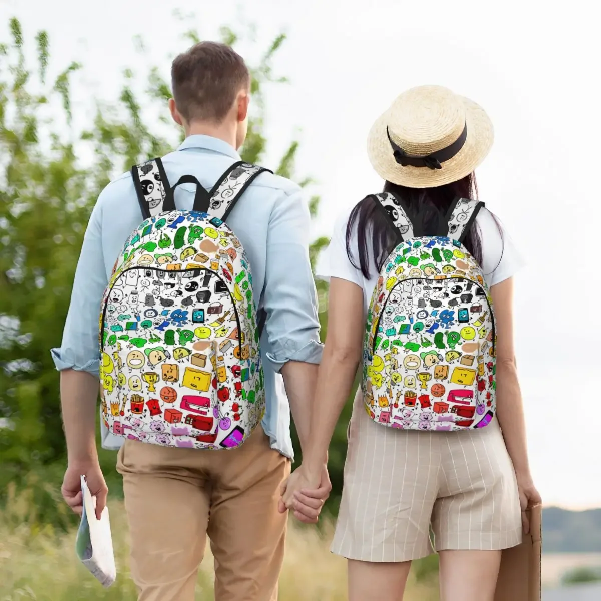 sac dos motif symboles couleurs multiréglage polyester toile poche intérieure fendue fermeture éclair ordinateur portable déplacement courte distance