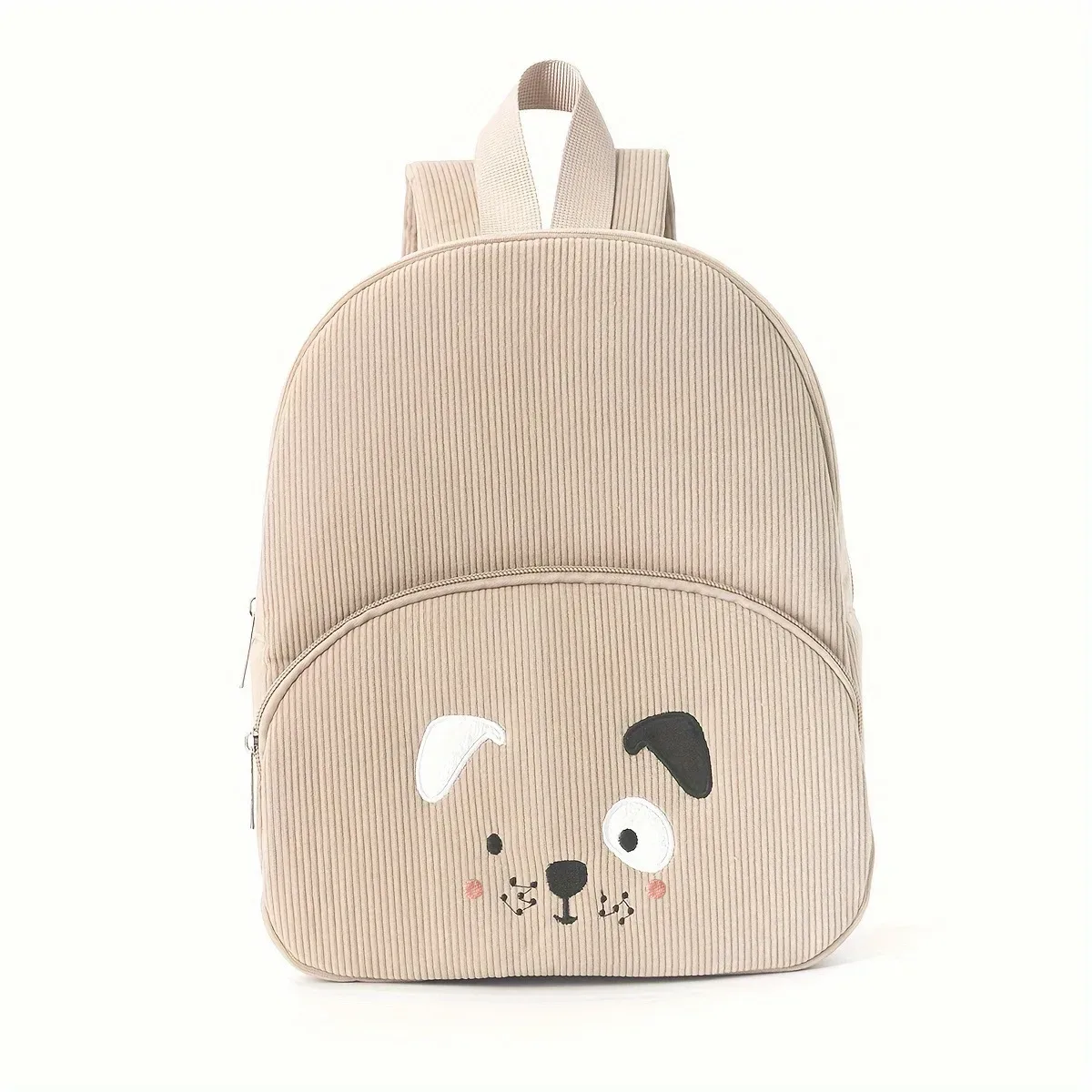 sac à dos personnalisé pour tout-petit avec nom brodé, motif ours de dessin animé, en velours côtelé, grande capacité, sac en peluche