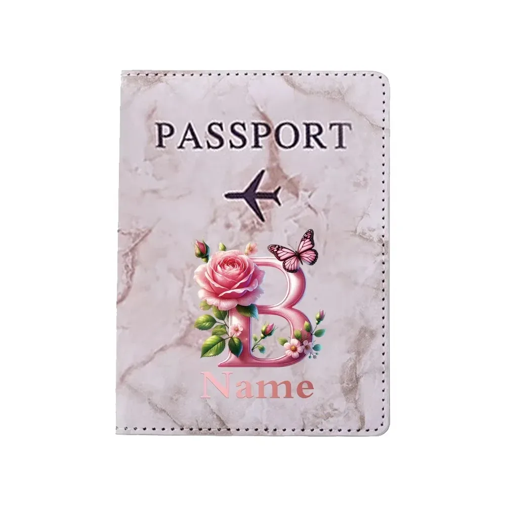 porte-passeport personnalisé avec lettres florales, nom personnalisé, pratique pour les voyages, les affaires, les mariages, cadeau