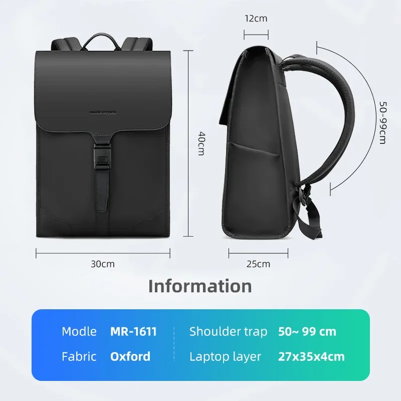 mark ryden slim 15.6 "sac à dos pour ordinateur portable hommes sac d'école décontracté étanche pour adolescents étanche antivol sac de court voyage pour les femmes