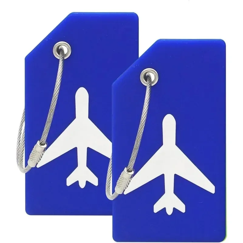 étiquette de bagage en silicone avec boucle en acier inoxydable, approuvée par la tsa, protection de la vie privée, étiquette de sac de voyage pour valises