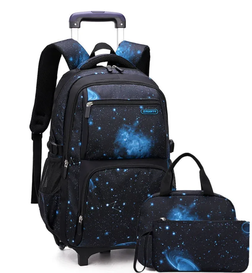 sac à dos à roulettes pour enfants, valise de voyage à roulettes, sac à roulettes pour l'école, ensemble de sacs d'école pour garçons, ensemble de sacs à déjeuner