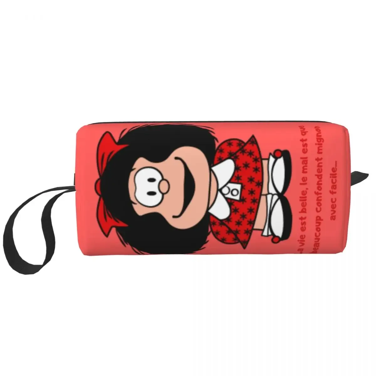 sac de maquillage personnalisé mafalda ballon coeur femmes voyage organisateur cosmétique mode quino manga dessin animé stockage trousses de toilette