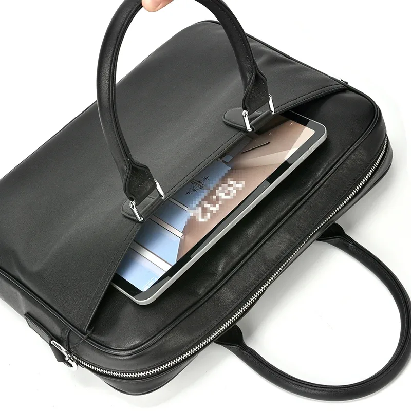 porte-documents en cuir véritable pour hommes, sac à main en cuir de vache naturel, sac à bandoulière de loisirs, sac d'affaires pour hommes pour ordinateurs portables