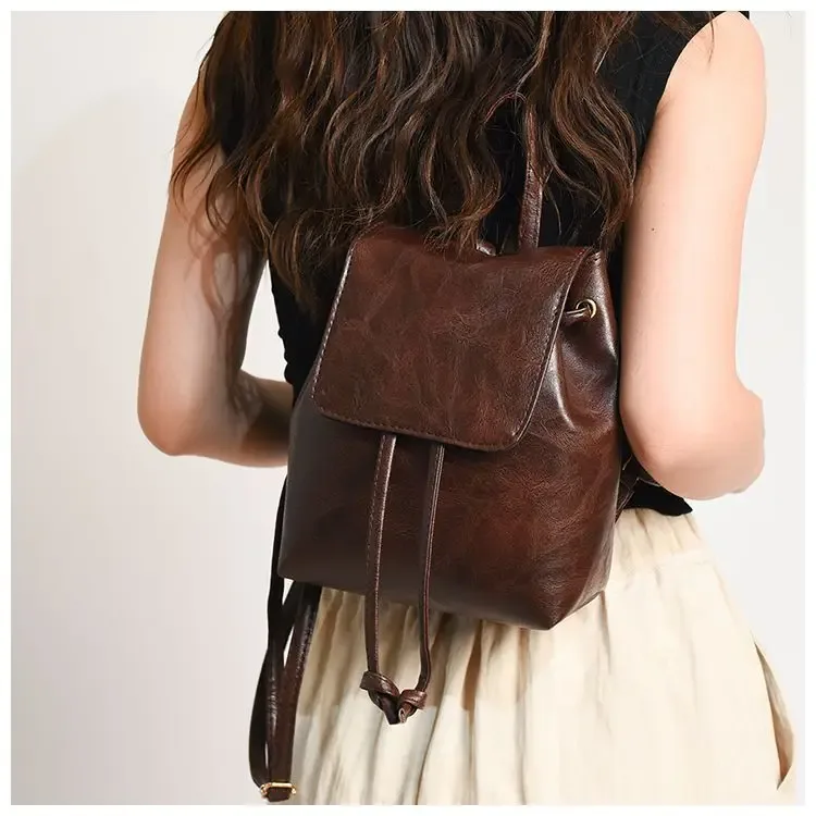 sacs à main vintage en cuir pu pour femmes, couleur unie, pour collégiennes, compacts et légers, sacs à bandoulière décontractés pour femmes