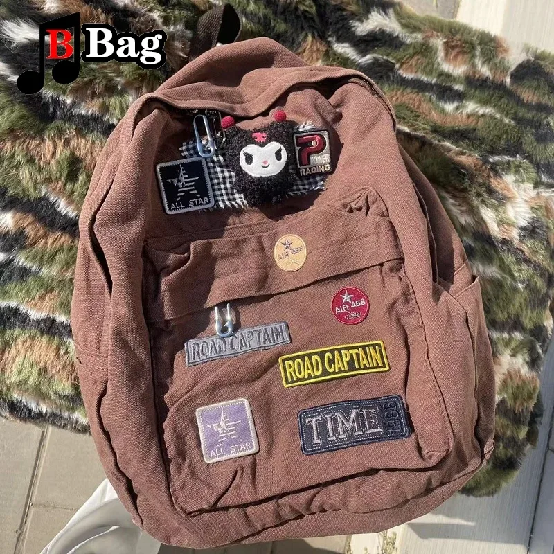 sac à dos en toile marron pour femme, sac vintage, grande capacité, gothique, punk, épicé, commconsultote
