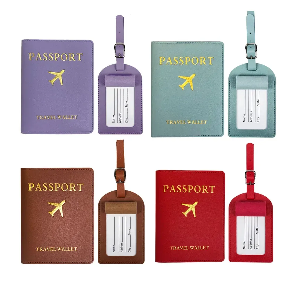étiquette de bagage en cuir pu pour hommes et femmes, étiquette d'adresse de valise, sac d'embarquement, nom, identification, porte-adresse, accessoire de voyage