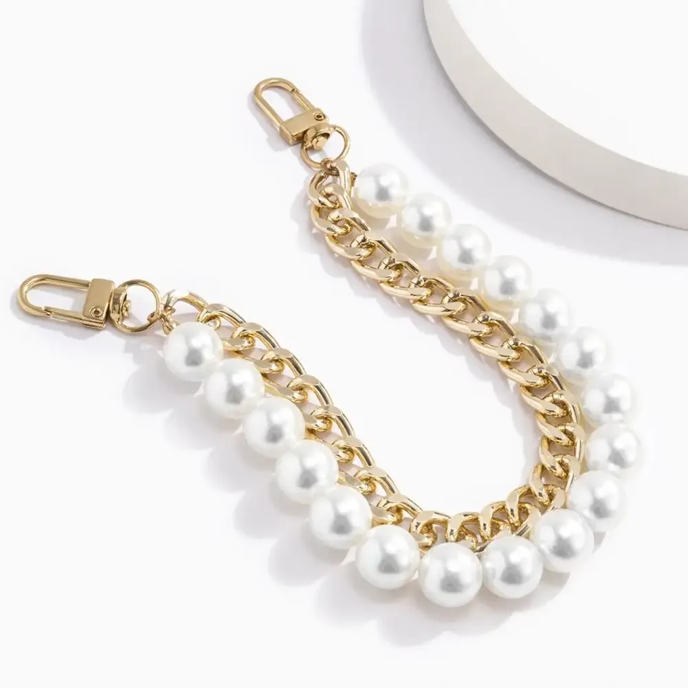 chaîne décorative metall perles fausse blanc dor bronze sangle accessoire sac main bandoulière voyage style elégant