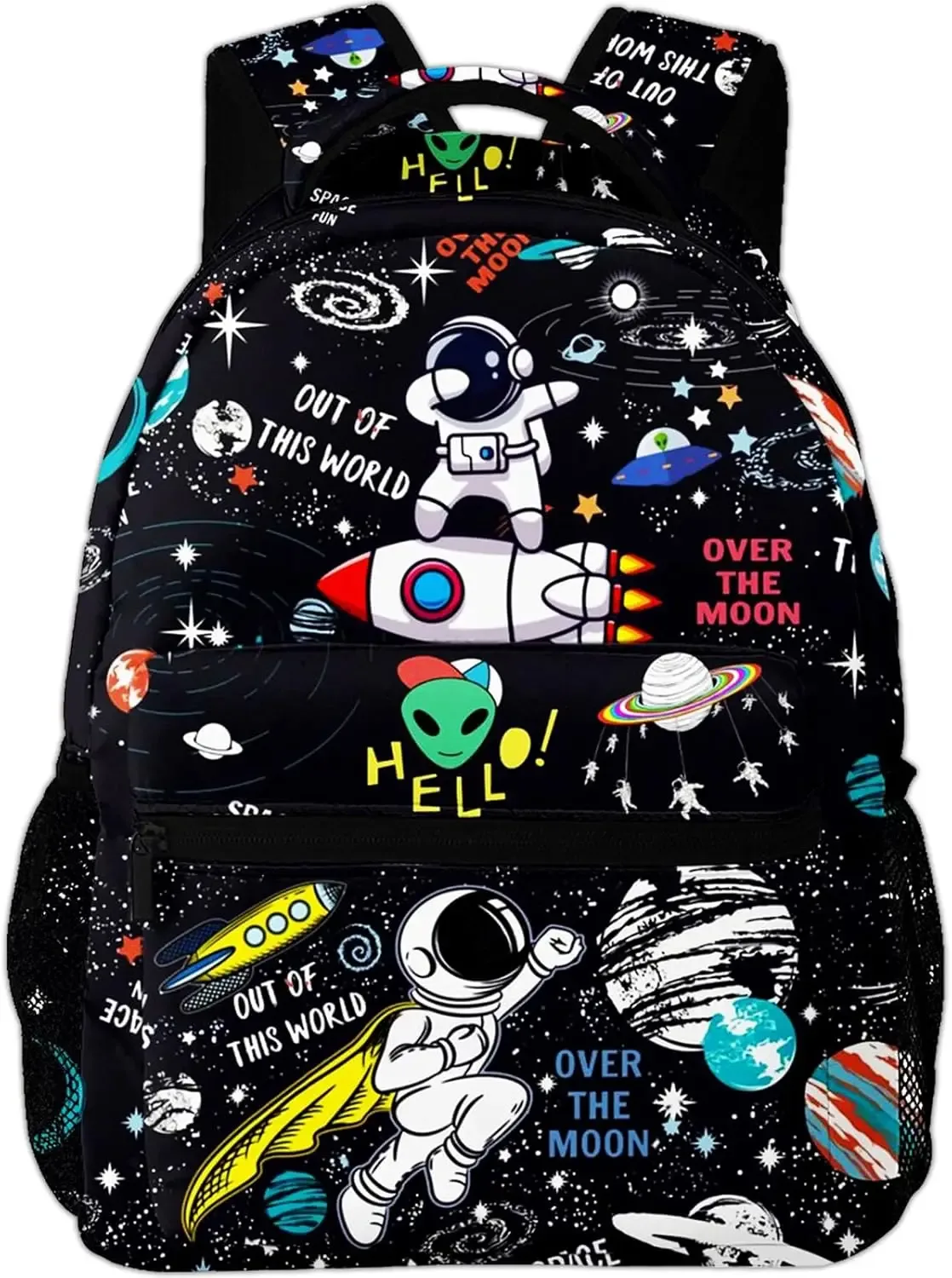 sac à dos d'école fusée d'astronaute spatial pour garçons, enfants filles, sangle réglable, sac à livres d'école de 16 pouces, sac de jour d'extérieur, cadeaux