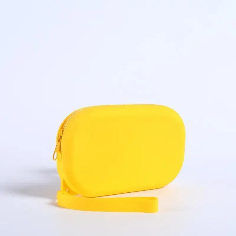 sac à fermeture éclair en silicone lisse pour écouteurs, portefeuille, organisateur de cosmétiques, porte-monnaie pour femmes et filles【smq】
